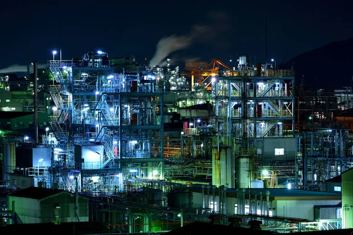 周南コンビナートの工場（夜景）