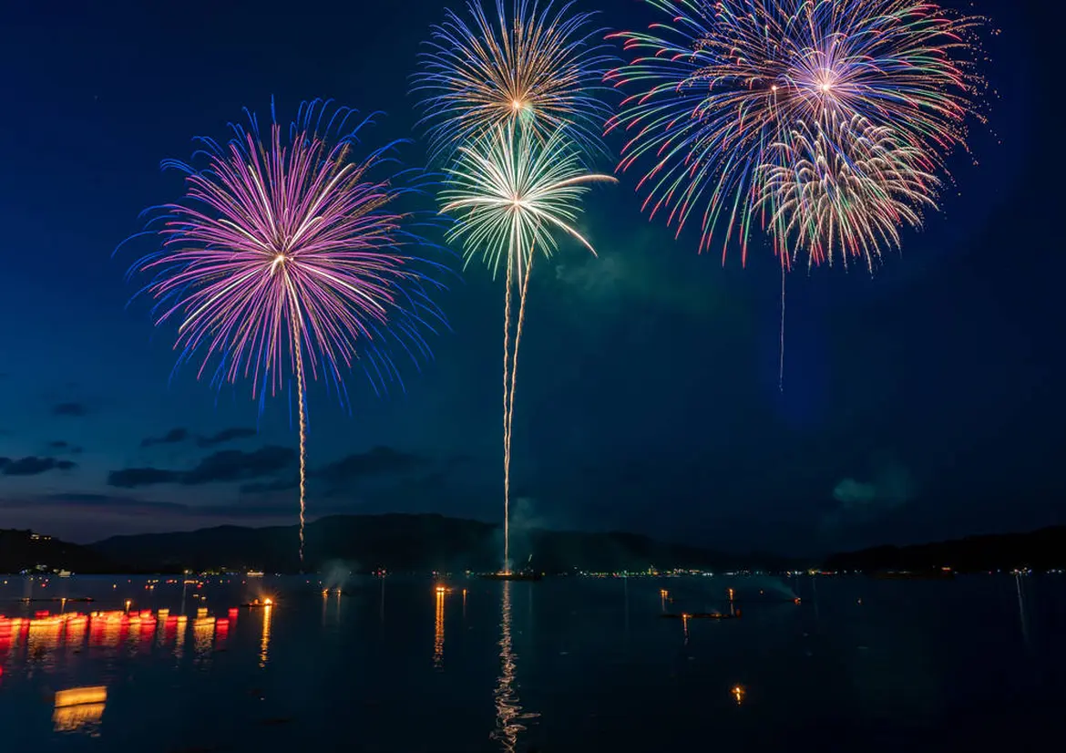 花火大会灯籠流し イメージ