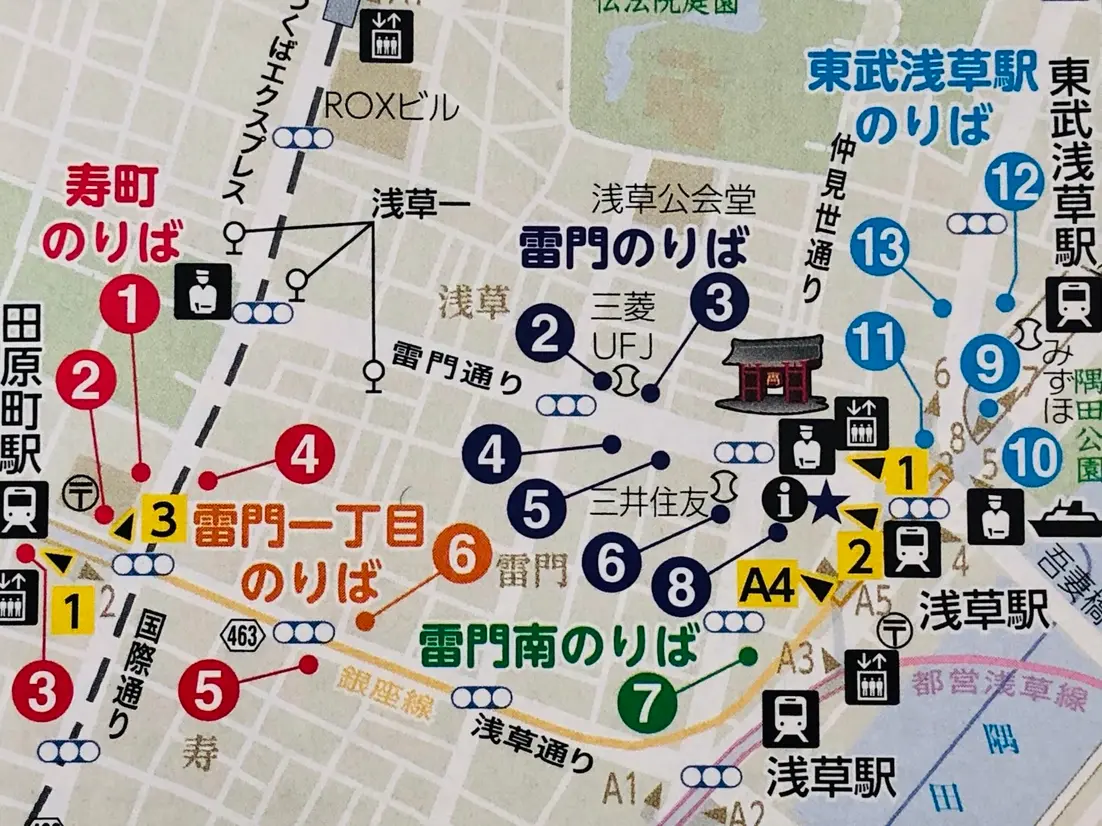 浅草　バス停留所案内図