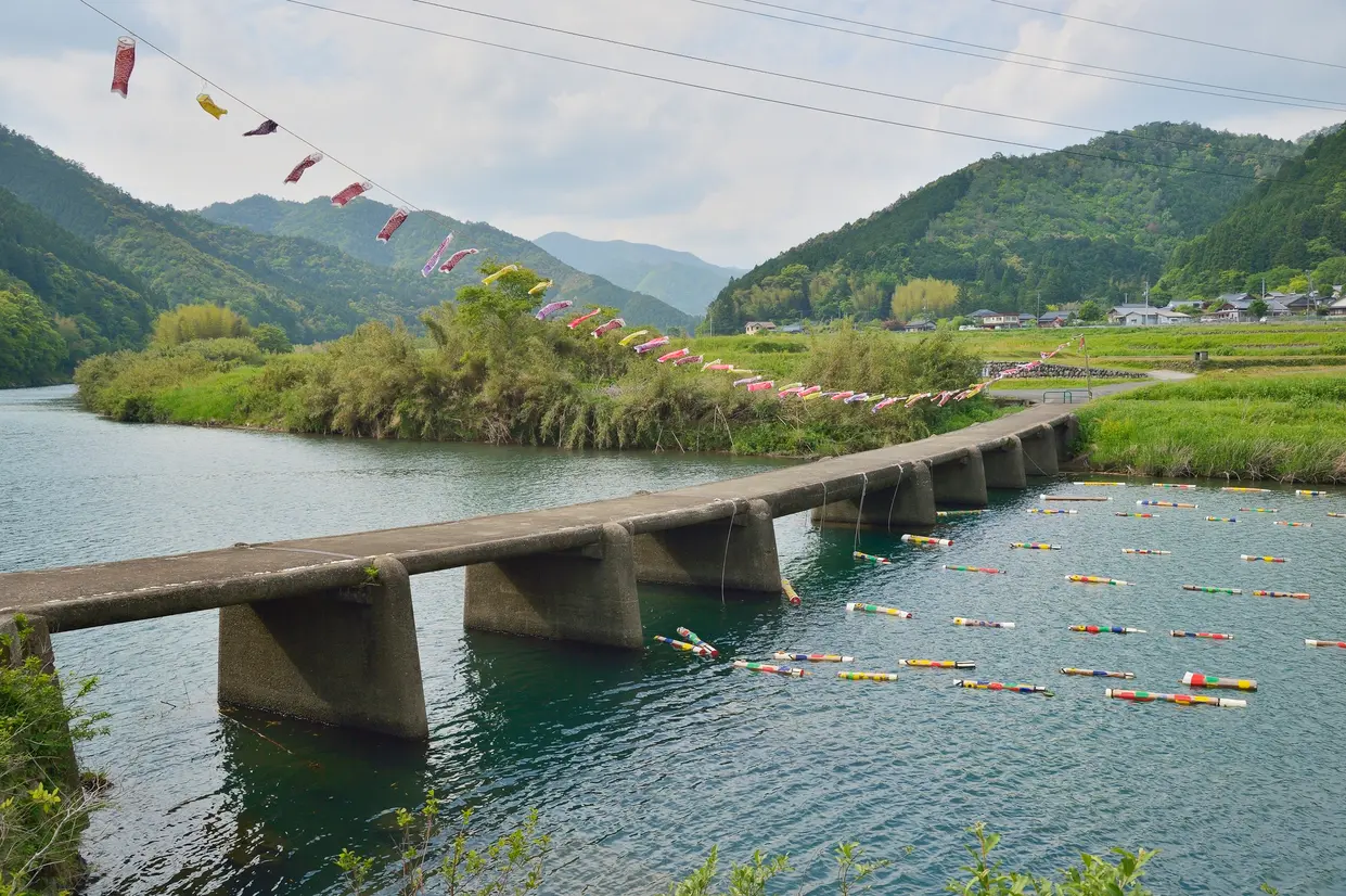 鯉のぼりの川流し