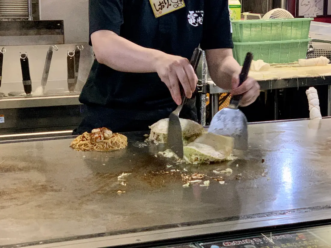 焼いているところ