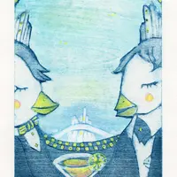 「双子塔（ツインタワー）」150×108㎜　ポルクとカトル、35星雲での会談