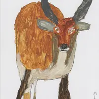 ミロコマチコ《リーチュエ》2011年　ボール紙・アクリル・色鉛筆 42.3x30.2cm