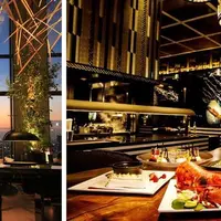 「SHIZUKU LOUNGE」からのサンセットビュー イメージ（左）、SVIP SEAT スペシャルサンセットディナー（右）