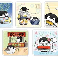先行 コウペンちゃんの夏祭り アクリルマグネット（大人のペンギンさんとじんべいコウペンちゃん・焼きとうもろこし、かき氷・たこ焼き屋さん・金魚）©るるてあ