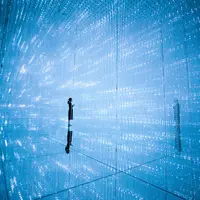 teamLab, 2018, Interactive Installation of Light Sculpture, LED, Endless, Sound: teamLab