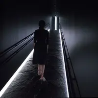 坂の上にある光の滝 Waterfall of Light Particles at the Top of an Incline teamLab, 2018, Digital Installation