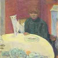 ピエール･ボナール《猫と女性 あるいは餌をねだる猫》　1912年頃　 油彩、カンヴァス　オルセー美術館　©️RMN-Grand Palais (musée d’Orsay) / Hervé Lewandowski / distributed by AMF