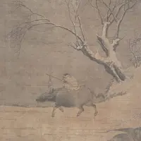 【左】国宝／雪中帰牧図（右幅）  李迪(りてき)筆　中国・南宋時代