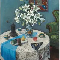 沖本美保〈香るしらゆり〉(第42回日展)　100号F162×131㎝(2010年　油彩)