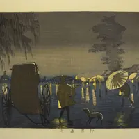 「柳原夜雨」小林 清親