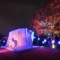 高橋匡太《Glow with Night Garden Project in Hakone》2017年ジュリアーノ・ヴァンジ《偉大なる物語》
