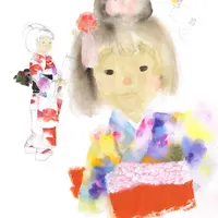 いわさきちひろ　晴れ着を着たふたりの少女　1971年