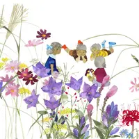 いわさきちひろ　秋の花と子どもたち　1965年