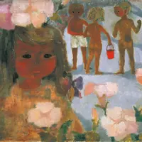 「ハマヒルガオと少女」1950年代　ちひろ美術館蔵