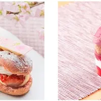 左から、桜エクレール、山梨ぶどうのジェラートサンデー、山梨白桃ジェラートサンデー