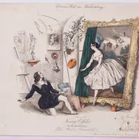 ファニー・エルスラー『画家の譫妄(せんもう）』1843年頃アンティークプリント　©兵庫県立芸術文化センター