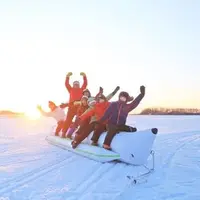 大興奮の雪上バナナボート