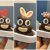 左から、ハートうんちくん、うさみみうんちくん、花飾りうんちくん　