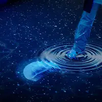 水の上を歩くと波紋が広がる