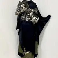 正絹振袖 黒地蝶文