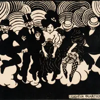 フェリックス・ヴァロットン　《愉快なカルティエ・ラタン》1895年　木版　17.9 x 22.4cm 　三菱一号館美術館 ※「開館10周年記念　画家が見たこども展」には出品なし