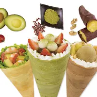 エビ＆アボカド/イチゴ白玉抹茶アイス/芋ようかん白玉ほうじ茶アイス