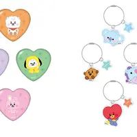 ハート型缶バッジ（ランダム7種）、アクリルキーリング（全7種） イメージ（c）BT21