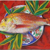 『鯛図』（油絵，28×34㎝（5号大））