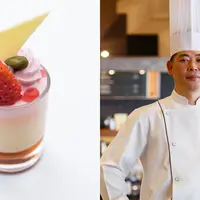【シェラトン・グランデ・トーキョーベイ・ホテル 料飲部調理ベーカリー&ペストリーシェフ 松本 猪武起】 千葉県産菜の花蜂蜜と苺のムース イメージ