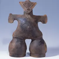 国宝 土偶(どぐう) 仮面(かめん)の女神(めがみ) 長野県茅野市 中ッ原遺跡出土 長野・茅野市蔵(尖石縄文考古館保管) 展示期間:7月31日(火)～9月2日(日)