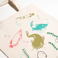 「たまずんと黄金色のさかなたちのオリジナルスタンプでトートバッグを作ろう！」作成イメージ