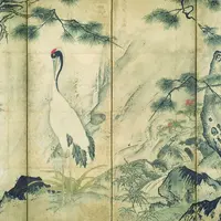 重要文化財　四季花鳥図屛風（右隻）　雪舟等楊筆　室町時代・15世紀　京都国立博物館蔵   【展示期間：4月13 日～5月6日】