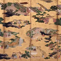 伊勢物語図屛風（左隻）　江戸時代・17 世紀　三重・斎宮歴史博物館蔵