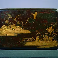 重要文化財　野辺雀蒔絵手箱（蓋表）　平安時代・12 世紀　大阪・金剛寺蔵