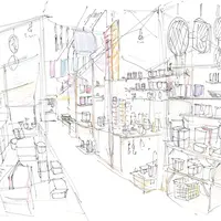 北澤潤 《FLAGMENTS PASSAGE -おすそわけ横丁》 イメージスケッチ