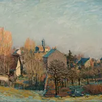 アルフレッド・シスレー《霜の降りる朝、ルーヴシエンヌ》1873年© The Pushkin State Museum of Fine Arts, Moscow.