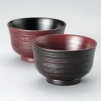 【塩尻市/中村漆器産業】木製・刷毛目夫婦汁椀 （根来塗・曙塗，材質：天然木，直径11×高さ6.7㎝）«限定10点»3,780円（税込）