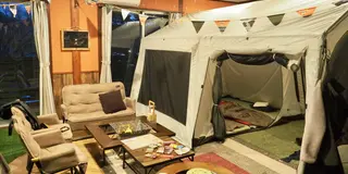 チビと一緒にテント宿泊！（屋内）