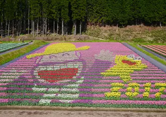 100万本のチューリップ畑とお菓子の神社・菓子祭りを巡る旅