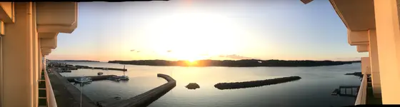 お部屋のベランダから見えた日の出