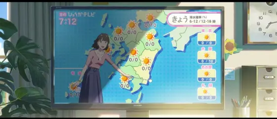 作中の天気予報図