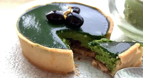 濃い抹茶のチーズタルトお茶セット 1150円
