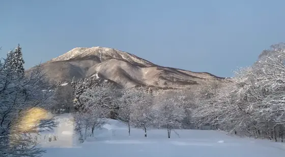 ラウンジの大きな窓から見える綺麗な雪景色⛄️