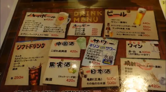 ドリンクメニュー