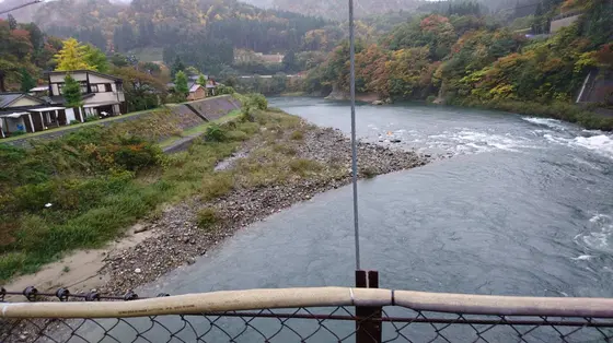 なんとか橋上から写真を撮るが、