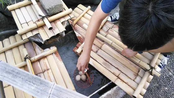 菊の湯たまご（温泉卵）作りにチャレンジ