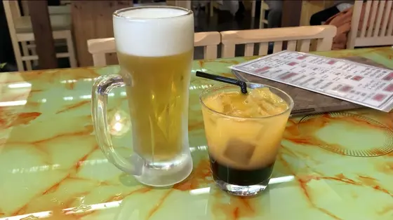 生ビール(480円)カシスオレンジ(480円)