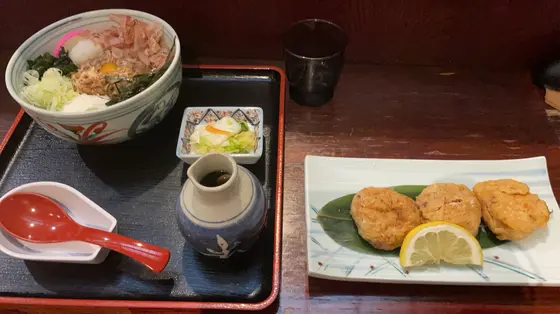 納豆そばと焼きイガメンチ