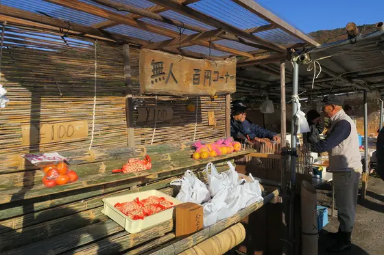 途中には特産の店が並ぶ